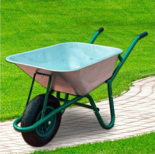 85L Large Galvanised Wheelbarrow with Pneumatic Tyre