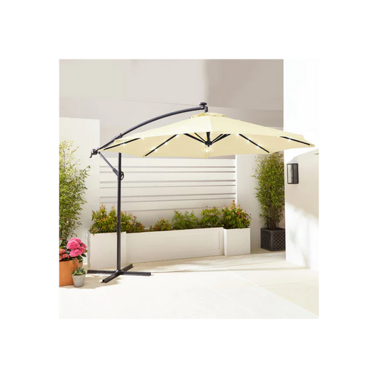 Neo 3M Cream Outdoor Freestanding Parasol with LED Lights