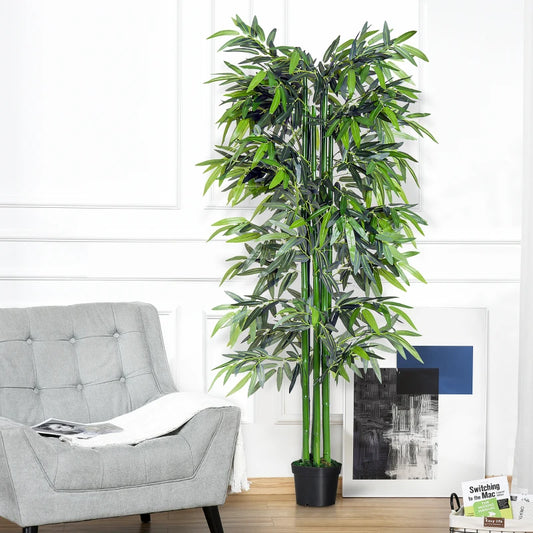 Artificial Bamboo Tree Plant, 1.8 m-Green Bamboo/ Black Pot