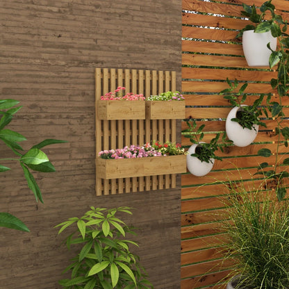 Outsunny Wooden Garden Planters with Trellis Wall-mounted Raised Garden Bed