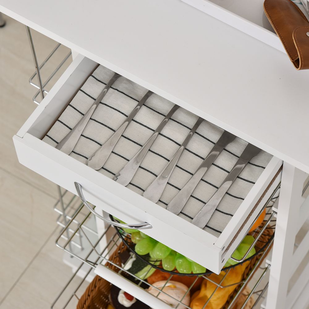 MDF Multifunction Kitchen Island Trolley White