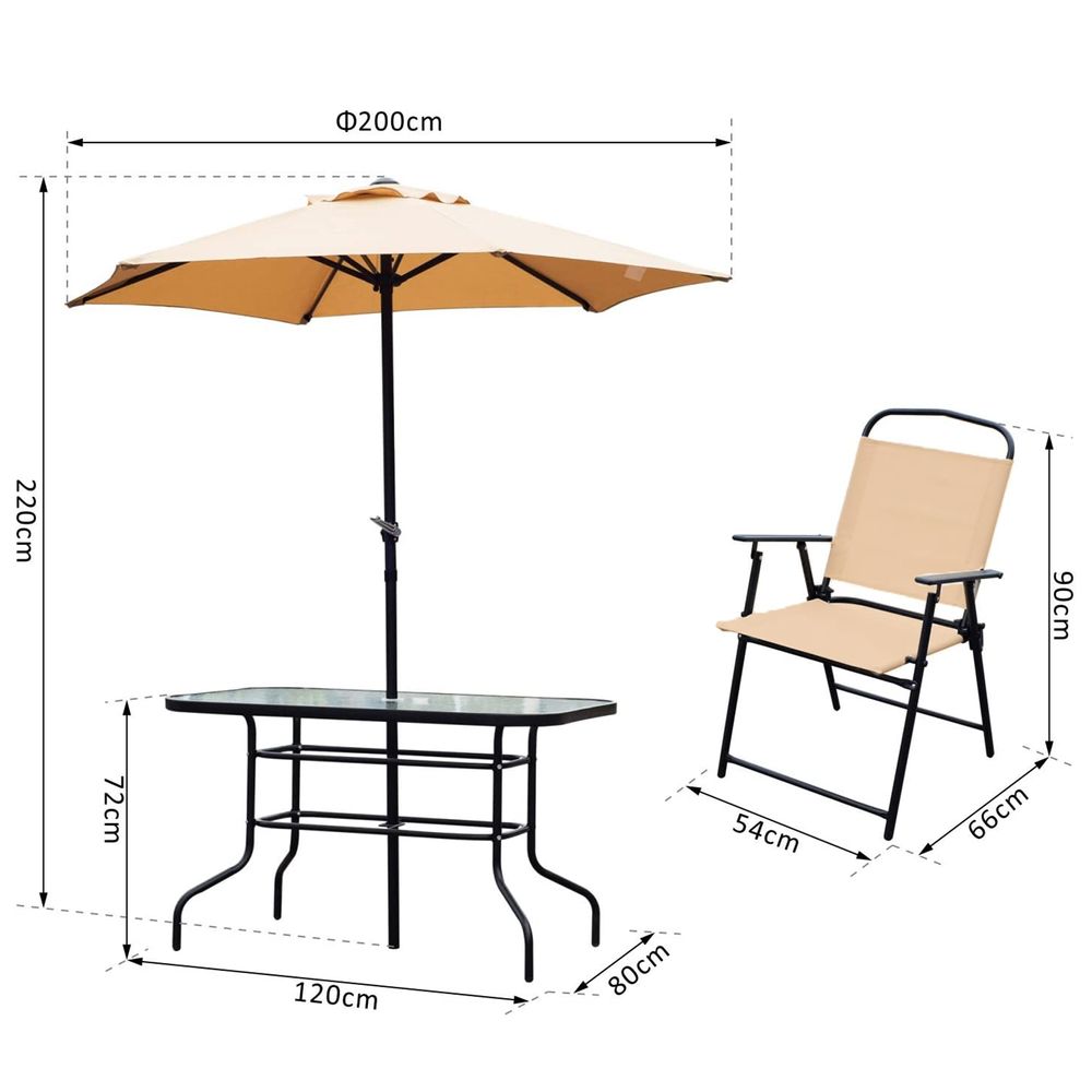 8 Pcs Dining Set W/Umbrella, Textilene-Beige