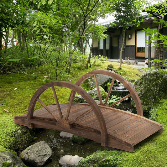 Fir Wood Outdoor Garden Decor Walkway Bridge Brown