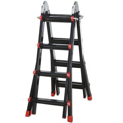 4M Aluminium Duo Ladder Telescopic Herringbone Multi-Purpose DIY Non-Slip