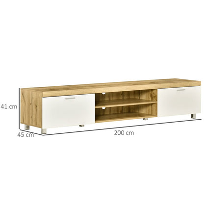 Modern Unit for TV w/ Cabinet Shelf for Living Room - Light Brown