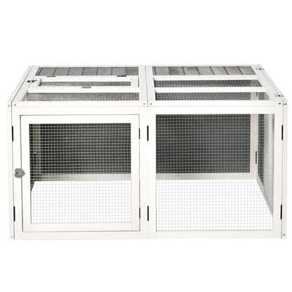 Rabbit Hutch Small Animal Guinea Pig House with Openable Roof Grey Pawhut