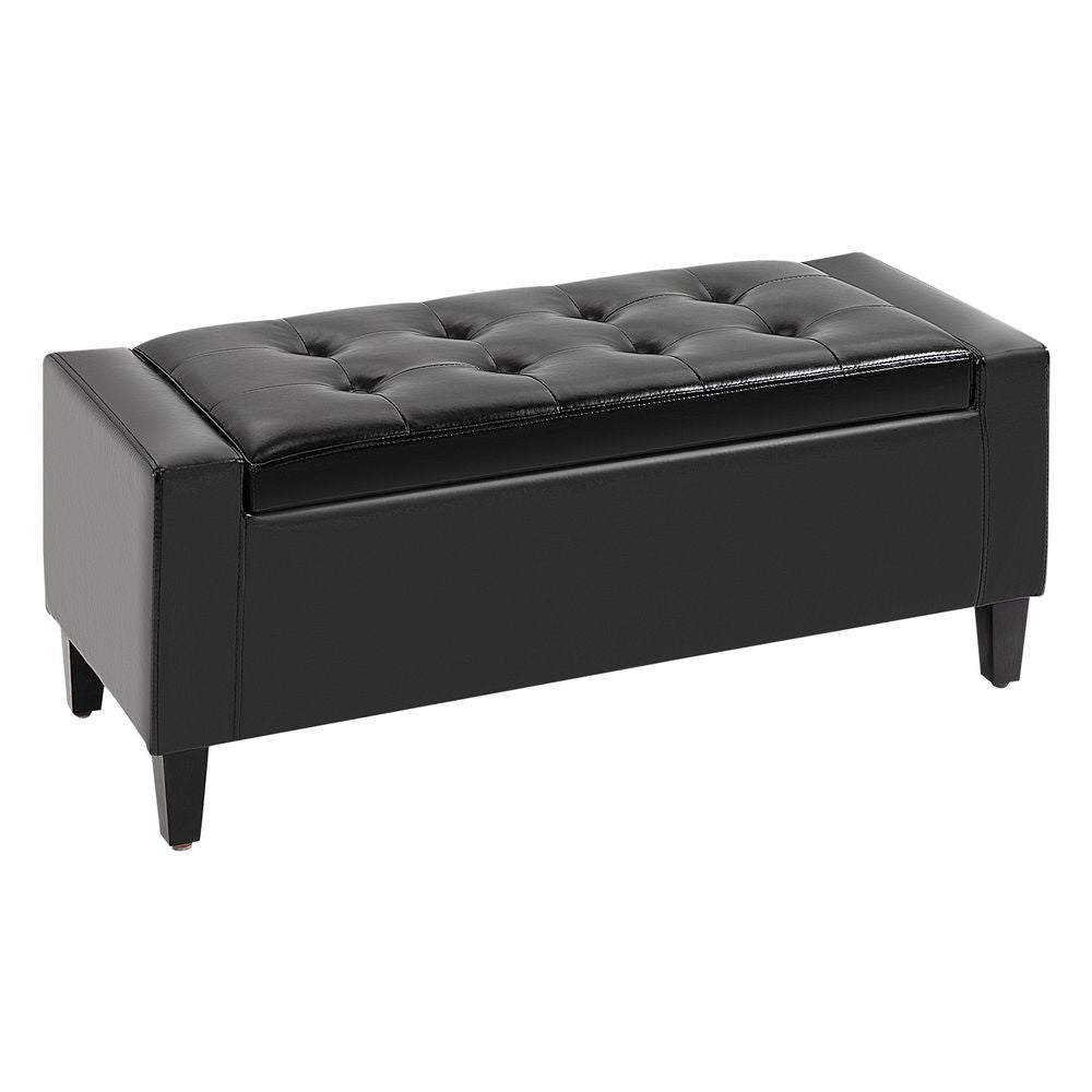 Deluxe PU Leather Storage Ottoman Bench Footrest Stool Large Storage Space