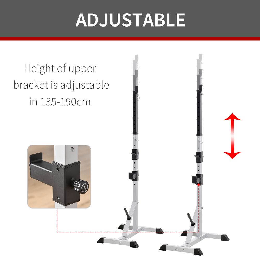 Adjust Pair of Barbell Squat Racks Stand Weight Lifting Bench Press Gym HOMCOM