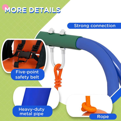 Outsunny Garden Swing Set for Toddlers, Kids with Seats, Safety Belt, Orange