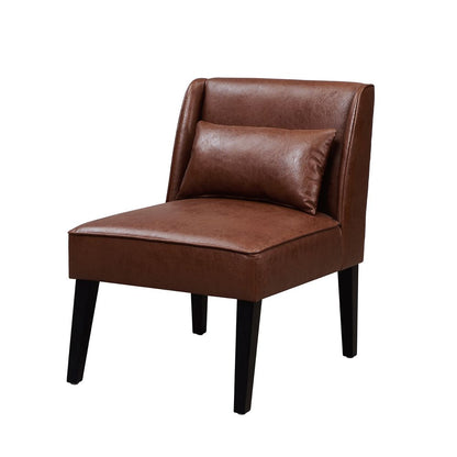 Marc Lounge Accent Chair Seat, Faux Leather, Brown with Padding