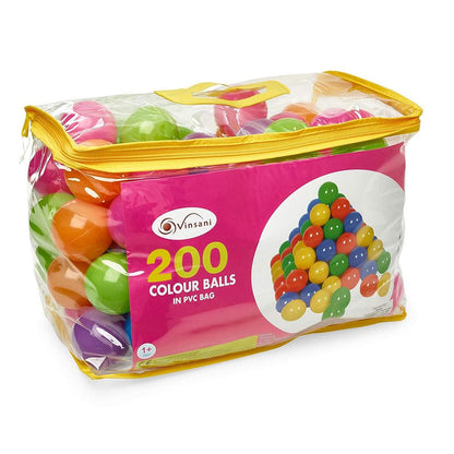 200 Soft Plastic Play Pit Balls Non Toxic & BPA Free Clear PVC Carry Bag Swimming Pool Ball pit Trampoline Play