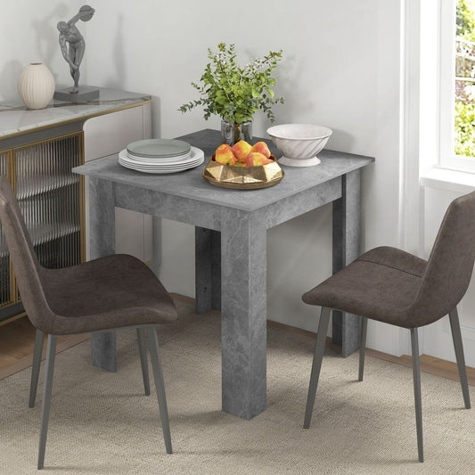 Square Dining Table with Faux Cement Effect for Living Room, Dining Room