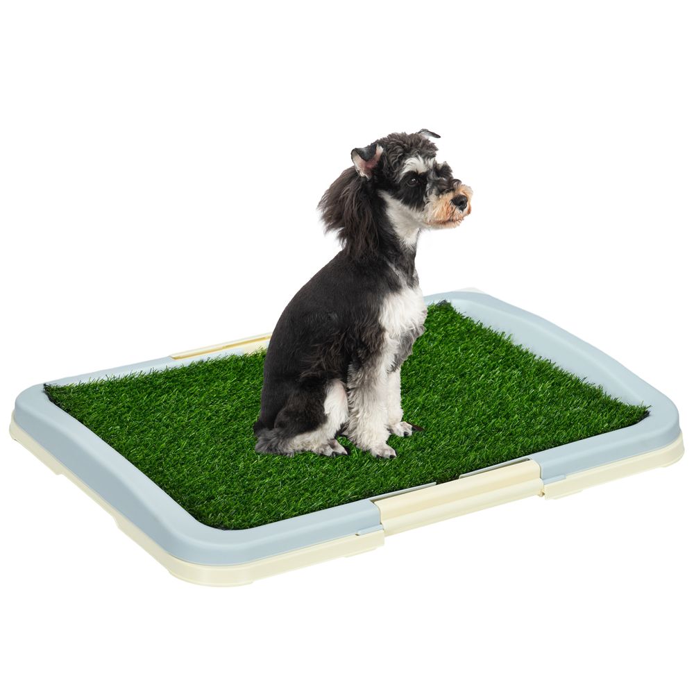 PawHut Dog Toilet Indoor w/ Artificial Grass, Grid Panel, Tray, 63 x 48.5cm