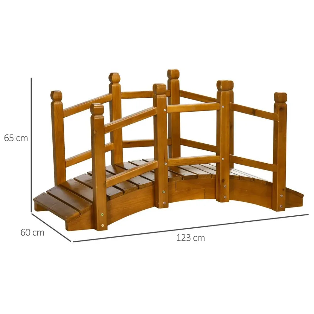 Wooden Garden Bridge Arc Footbridge with Safety Railings for Pond Creek Stream