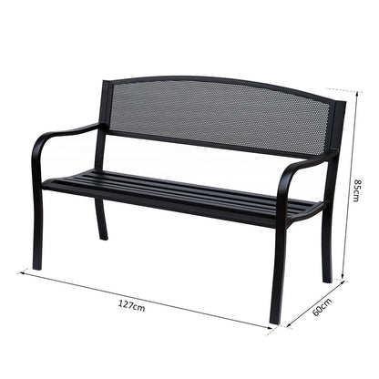 2 Person Garden Bench, Steel-Black