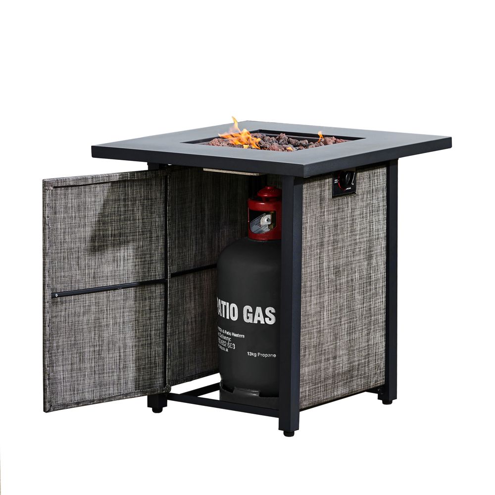 Outdoor Garden Gas Fire Pit Table Heater with Lava Rocks & Cover