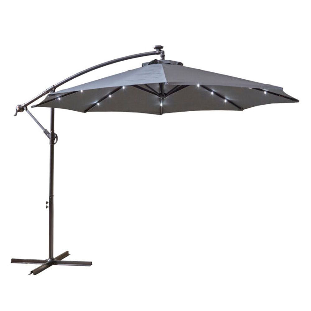 Neo 3M Grey Outdoor Freestanding Parasol with Led Lights