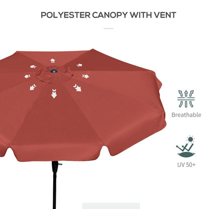 2.66m Patio Umbrella Garden Parasol Wine Red