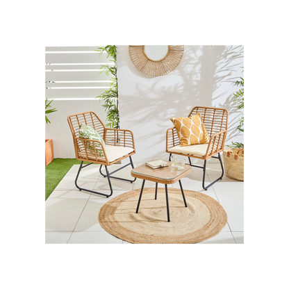 Neo 3 Piece Bamboo Style Garden Table & Chairs Bistro Set