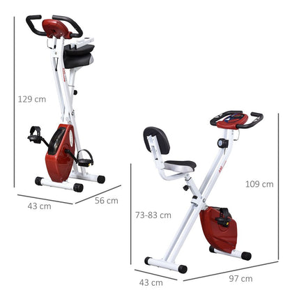 Magnetic Resistance Exercise Bike Foldable LCD Adjustable Seat Red HOMCOM