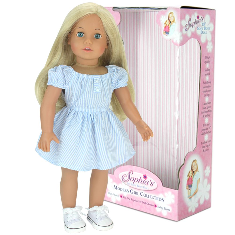 18 Inch Baby Doll "Sophia" Blue Dress & Shoes 18'' Doll