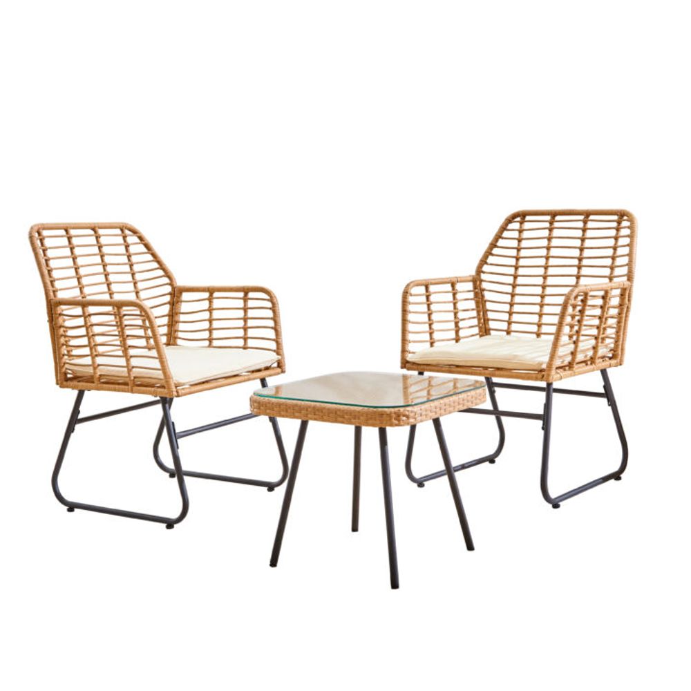 Neo 3 Piece Bamboo Style Garden Table & Chairs Bistro Set