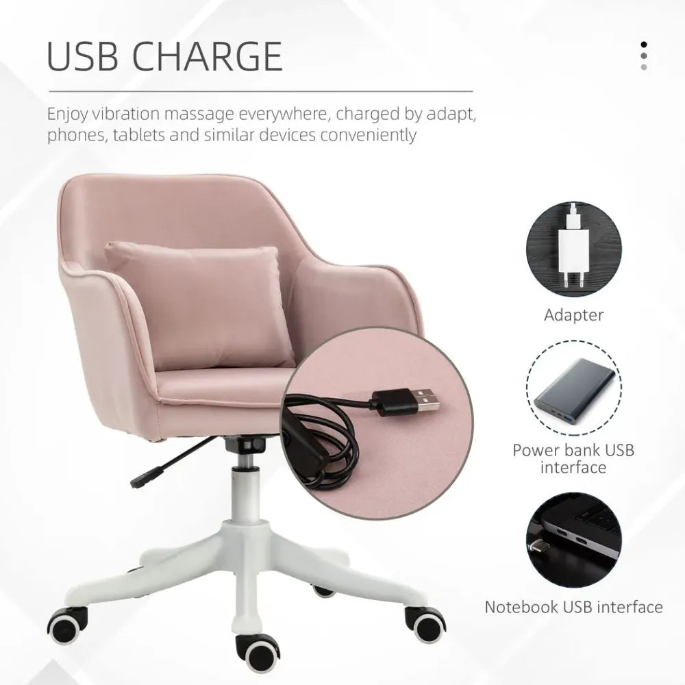 Office Chair with Rechargeable Electric Vibration Massage Lumbar Pillow, Wheels