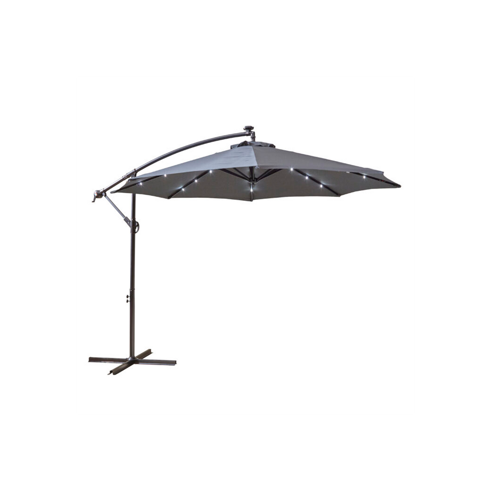 Neo 3M Grey Outdoor Freestanding Parasol with Led Lights