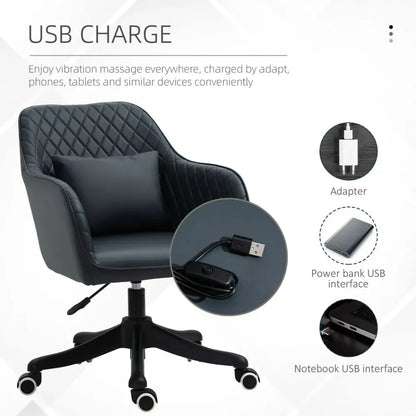 Office Chair with Rechargeable Electric Vibration Massage Lumbar Pillow, Wheels