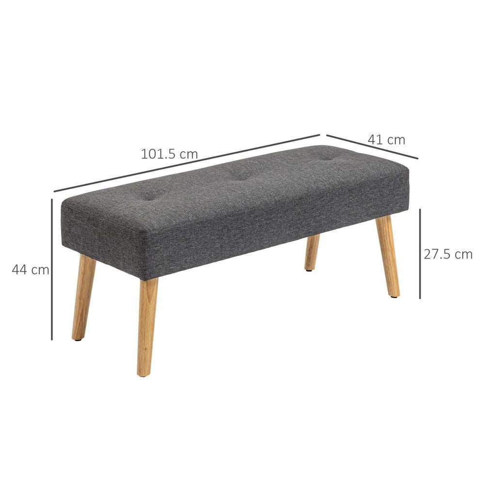 Upholstered Bed End Bench Ottoman Tufted Linen Entryway Living Room