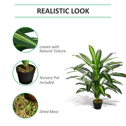 110cm/3.6FT Artificial Dracaena Tree Decorative Plant 40 Leaves Outsunny