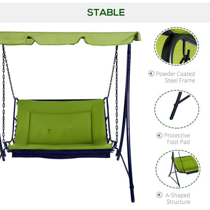 Swing Chair Canopy Hammock Green 2 Person with Cushion Seat Adjustable