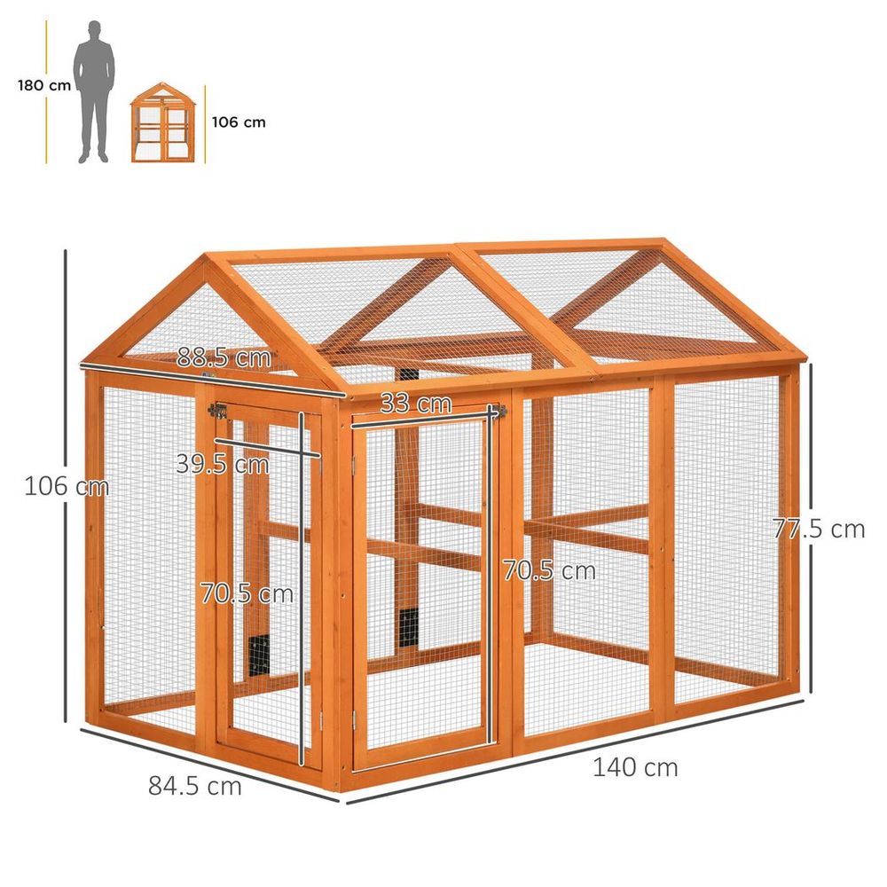 PawHut Chicken Run, Wooden Chicken Coop w/ Combinable Design - Orange