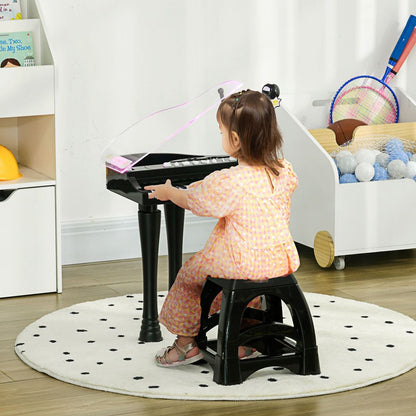 AIYAPLAY 32 Keys Kids Piano Keyboard with Stool, Lights, Microphone, Black