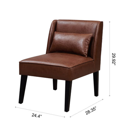 Marc Lounge Accent Chair Seat, Faux Leather, Brown with Padding