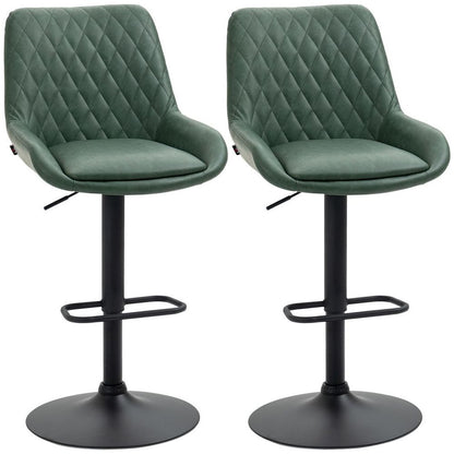 Bar Stools Set of 2, Adjustable Bar Chairs 360° Swivel for Kitchen Green