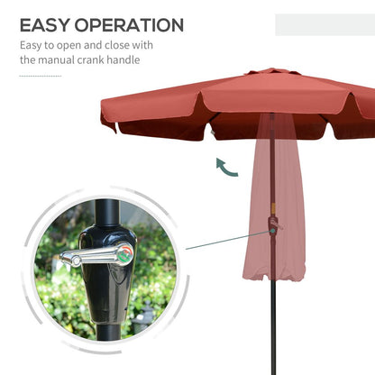 2.66m Patio Umbrella Garden Parasol Wine Red