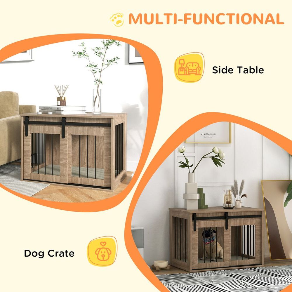 PawHut Dog Crate Furniture with Removable Cushion, for Medium Dogs - Brown