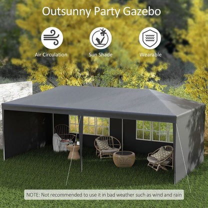 6m x 3m Garden Gazebo Marquee Canopy Party Tent Canopy Patio Dark Grey