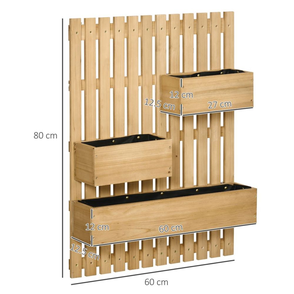 Outsunny Wooden Garden Planters with Trellis Wall-mounted Raised Garden Bed