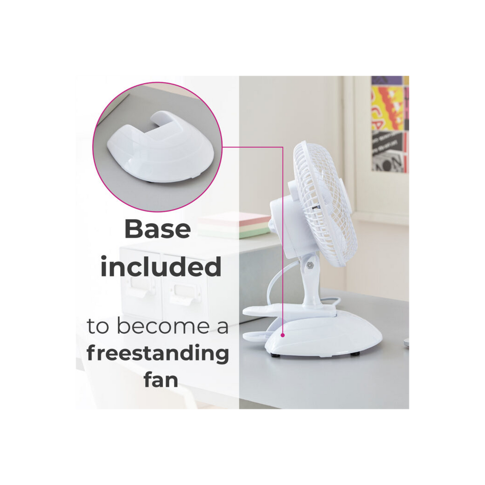 Neo Mini Clip Base Mount Desk Fan  White