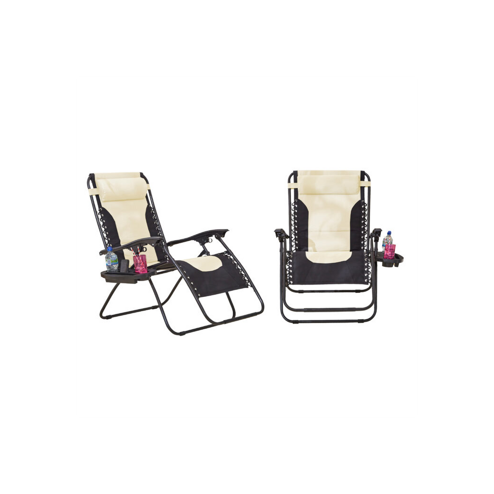 Neo Pair of Outdoor Zero Gravity XL Sun Loungers  Cream