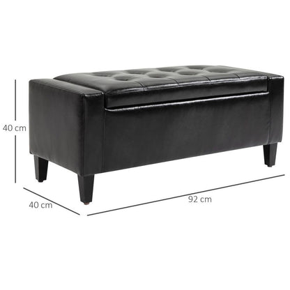 Deluxe PU Leather Storage Ottoman Bench Footrest Stool Large Storage Space