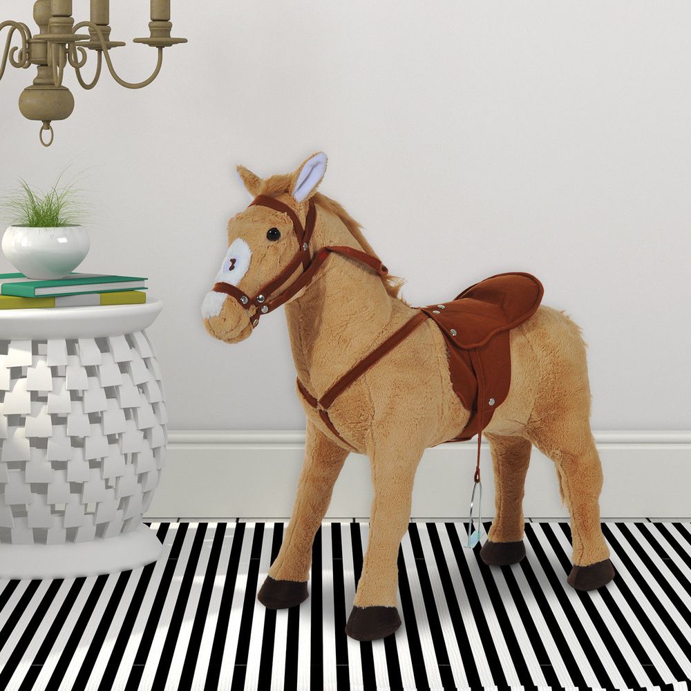 HOMCOM Children Standing Horse Plush Soft Ride On Toy Pony Kids Game Play