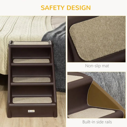 Portable Dog Steps for Bed, Sofa Non-Slip Pet Stairs for Cats, Dogs - Brown