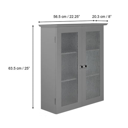 Bathroom Connor Wall Cabinet with 2 Glass Doors Grey EHF-581G