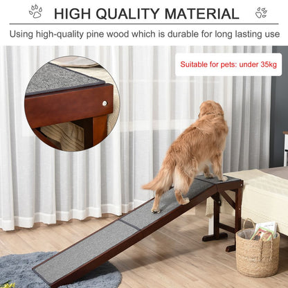 Pet Ramp for Dogs Cats W/ Non-Slip Carpet for Bed Sofa, 188x40.5x63.5cm Pawhut