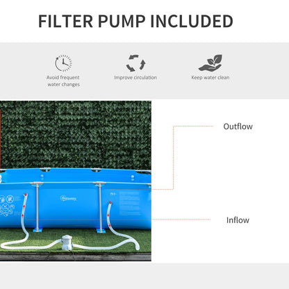 Steel Frame Pool & Filter Pump & Cartridge Rust Resistant 315 x 225 x 75cm Blue