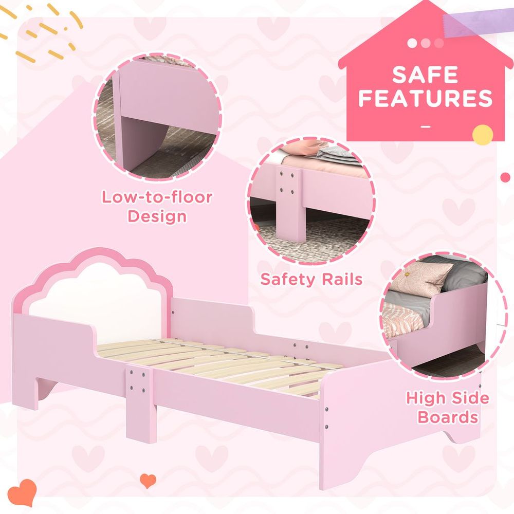 Toddler Bed Frame, Cloud-Designed Princess Bed, 143 x 74 x 55cm - Pink