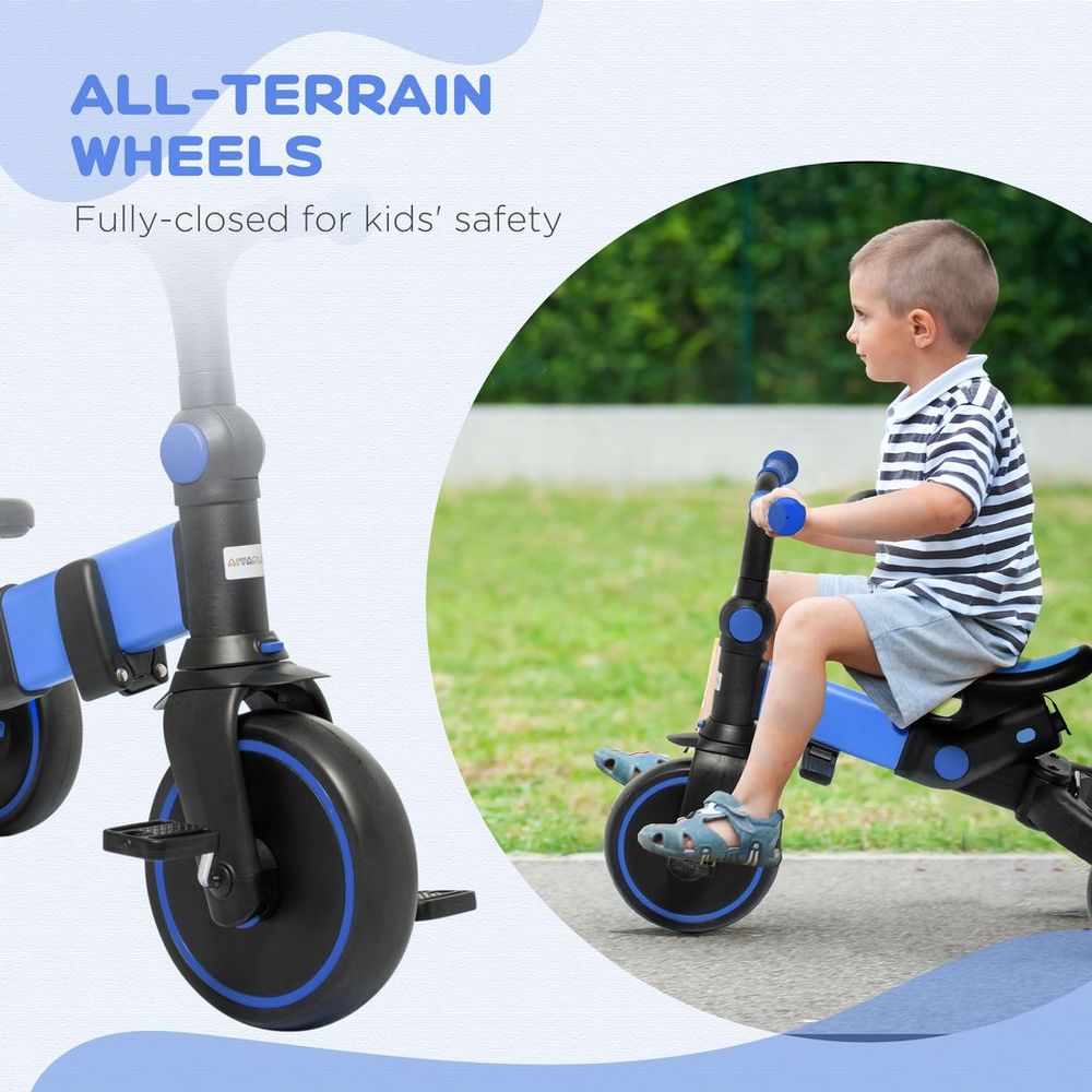 3 in 1 Baby Trike, Tricycle for Kids w/ Adjustable Push Handle - Blue